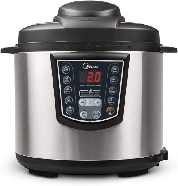 Panela de Pressão Elétrica 6L Digital, Inox/Preto, 110v, Midea